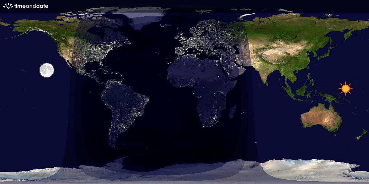 Verdenskart som viser dag og natt 