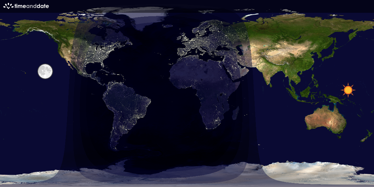 Verdenskart som viser dag og natt 