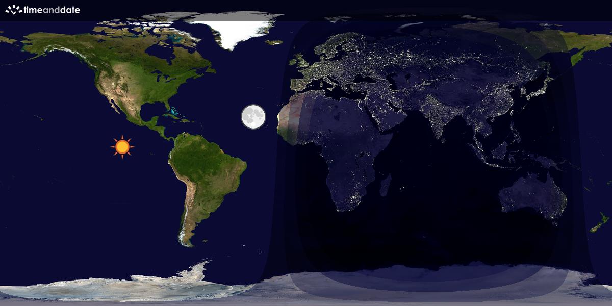Verdenskart som viser dag og natt 