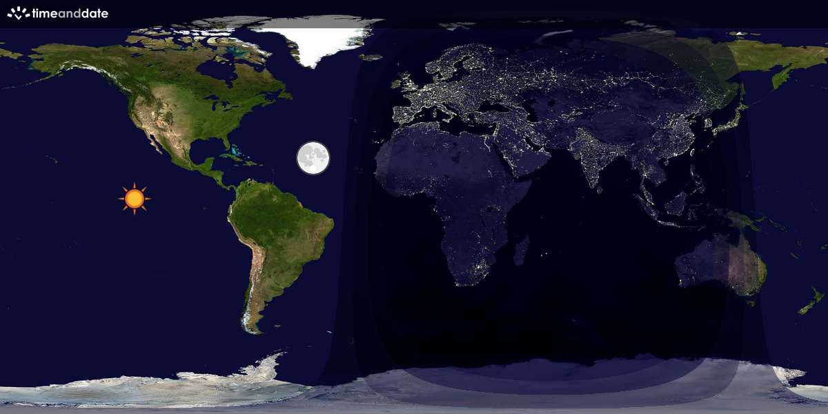 Verdenskart som viser dag og natt 