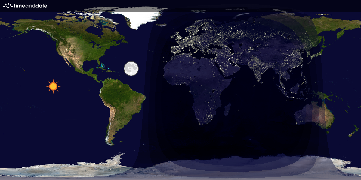 Verdenskart som viser dag og natt 