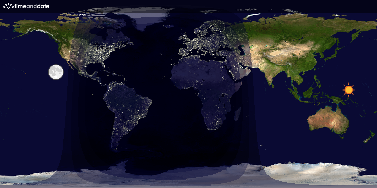 Verdenskart som viser dag og natt 