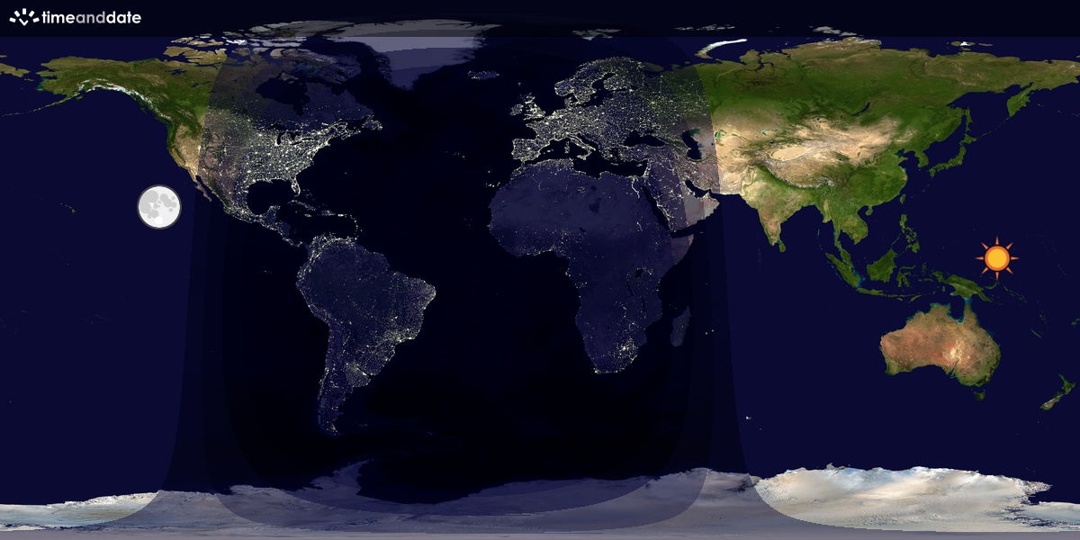 Verdenskart som viser dag og natt 