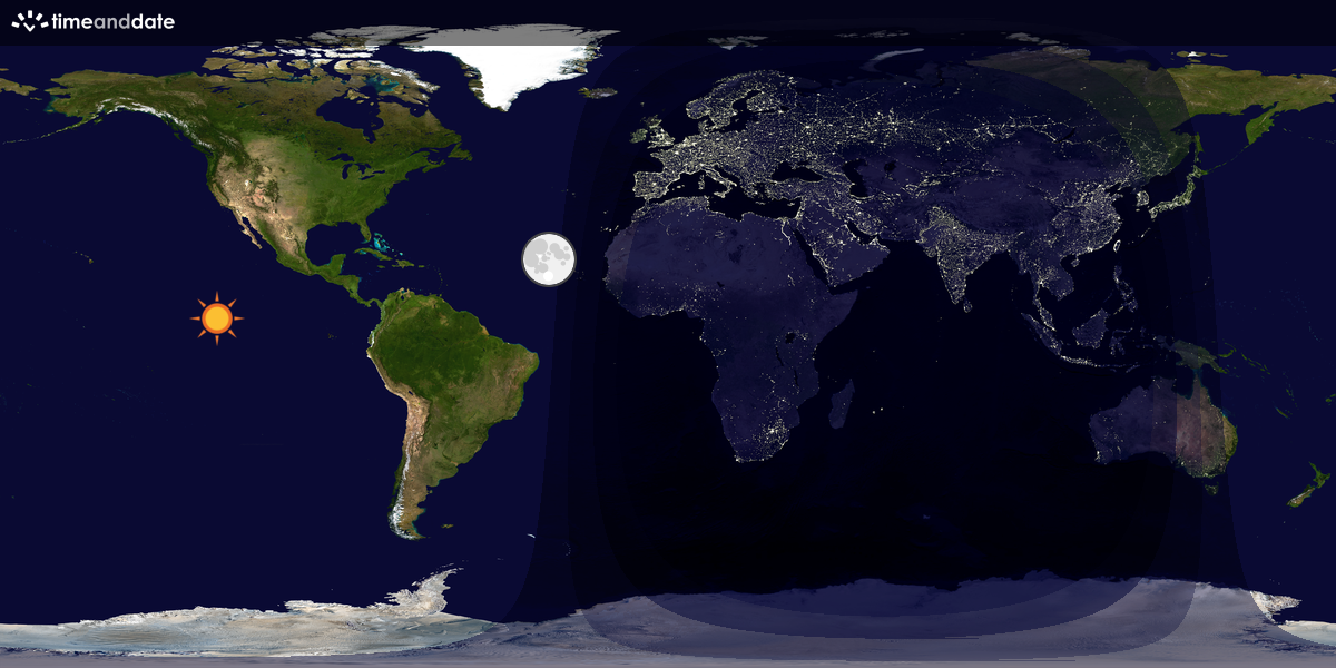 Verdenskart som viser dag og natt 