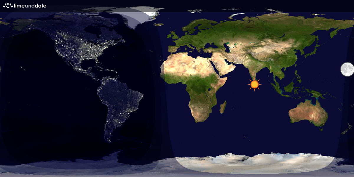 Verdenskart som viser dag og natt 