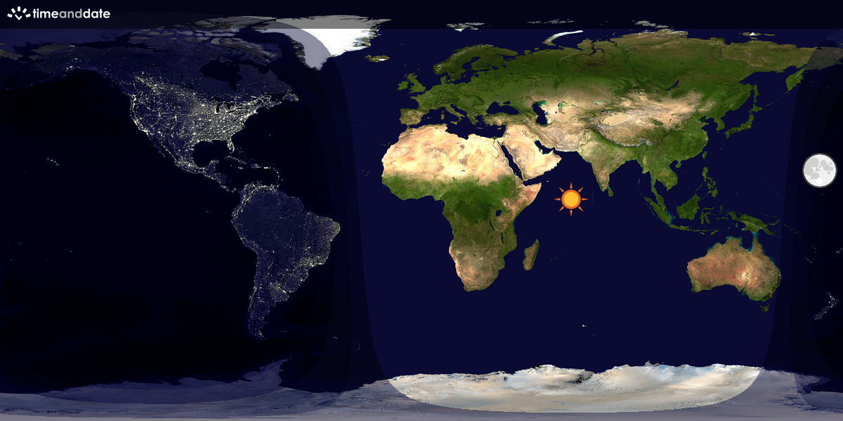 Verdenskart som viser dag og natt 