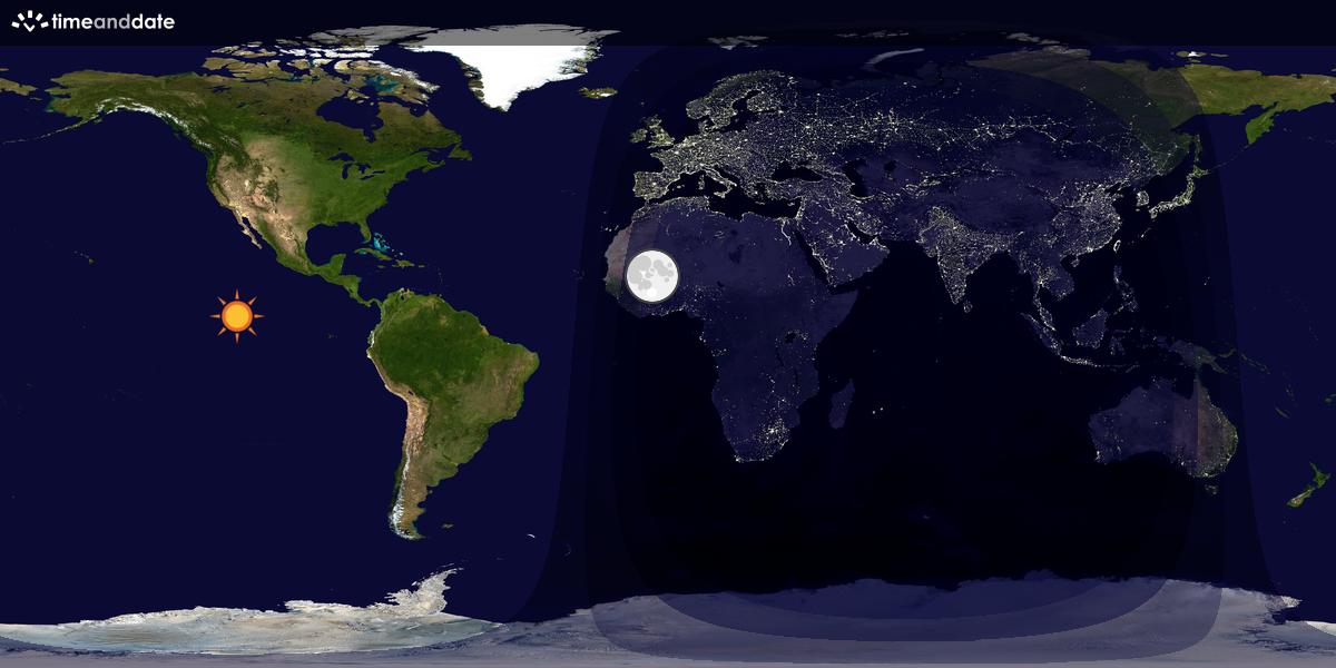 Verdenskart som viser dag og natt 