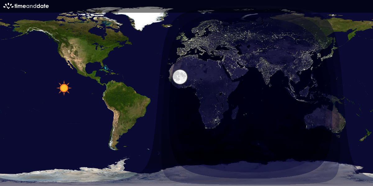 Verdenskart som viser dag og natt 