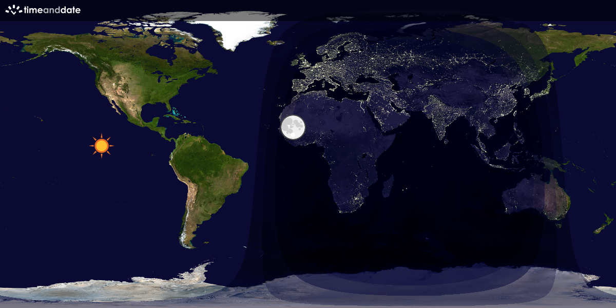 Verdenskart som viser dag og natt 