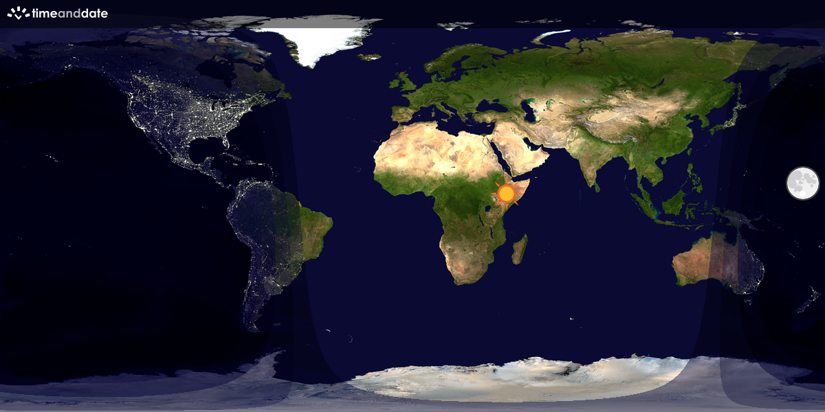 Verdenskart som viser dag og natt 