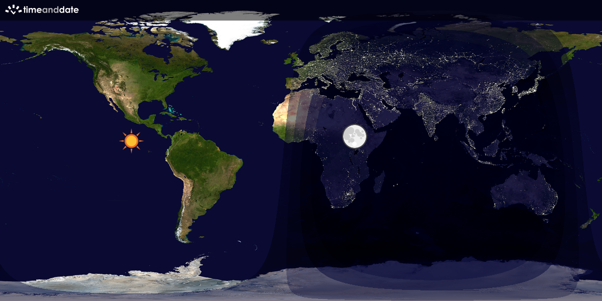 Verdenskart som viser dag og natt 