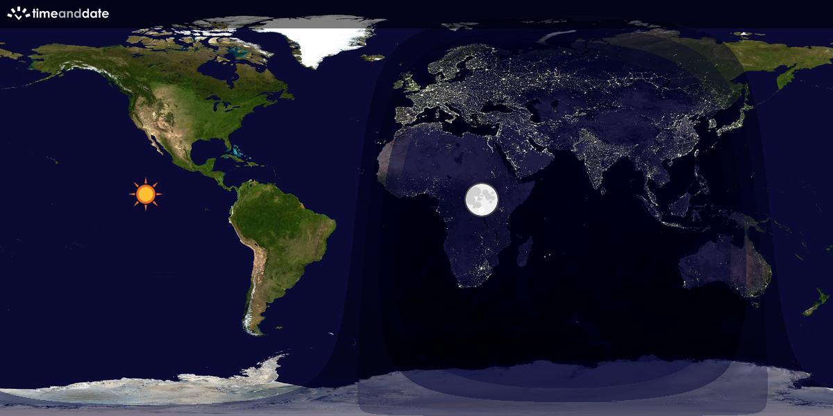 Verdenskart som viser dag og natt 
