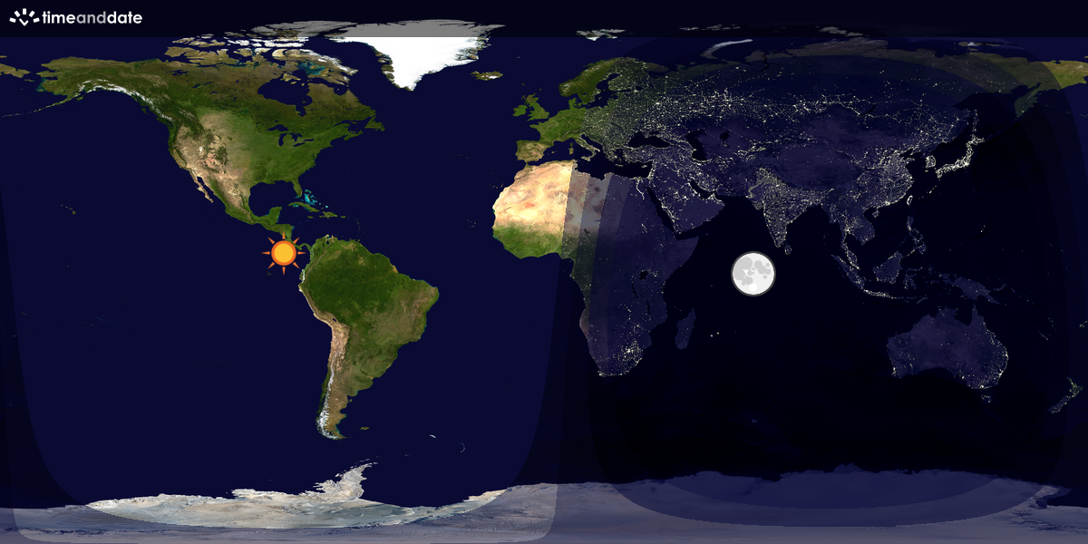 Verdenskart som viser dag og natt 