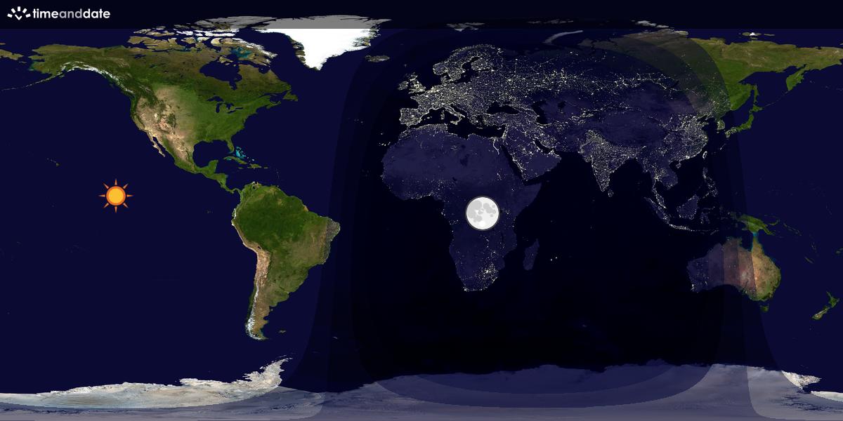 Verdenskart som viser dag og natt 