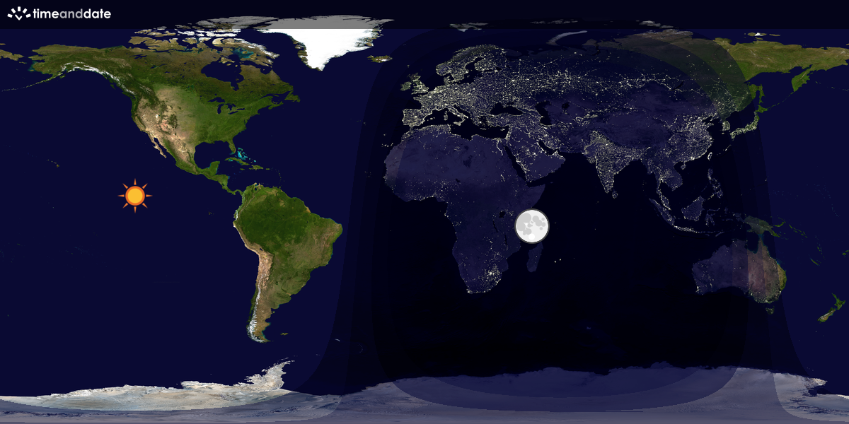 Verdenskart som viser dag og natt 