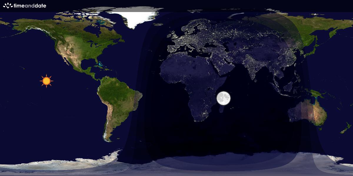 Verdenskart som viser dag og natt 