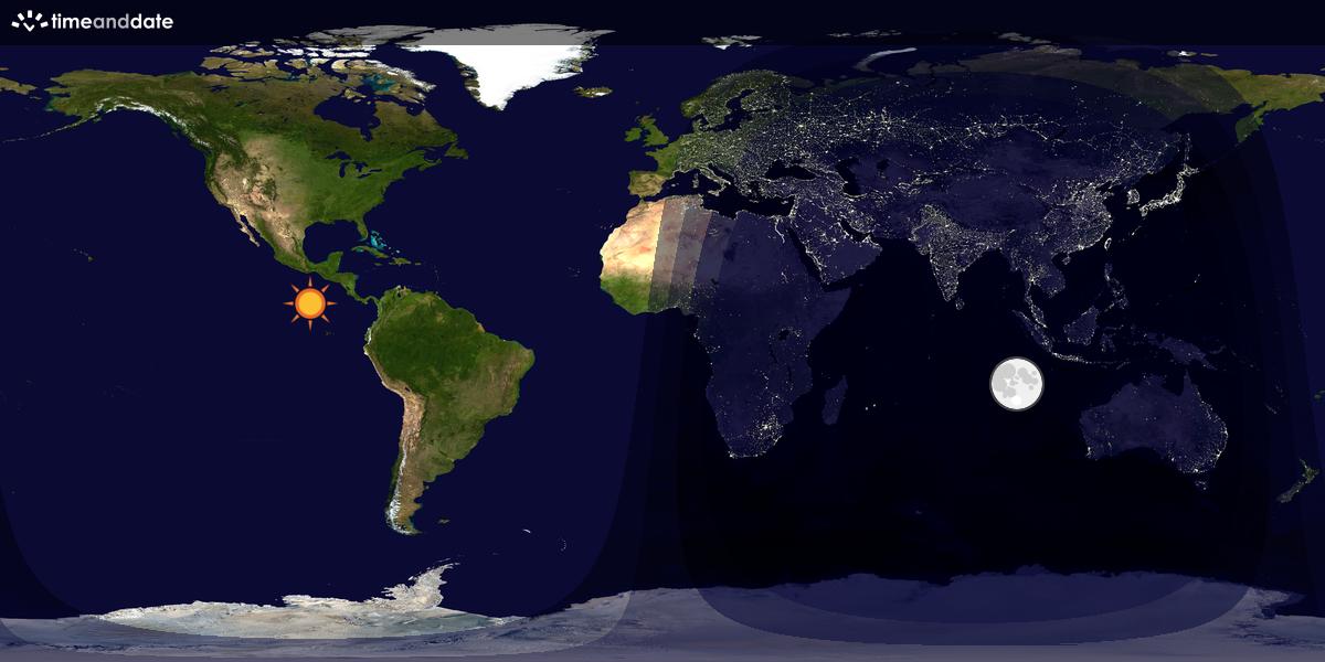 Verdenskart som viser dag og natt 