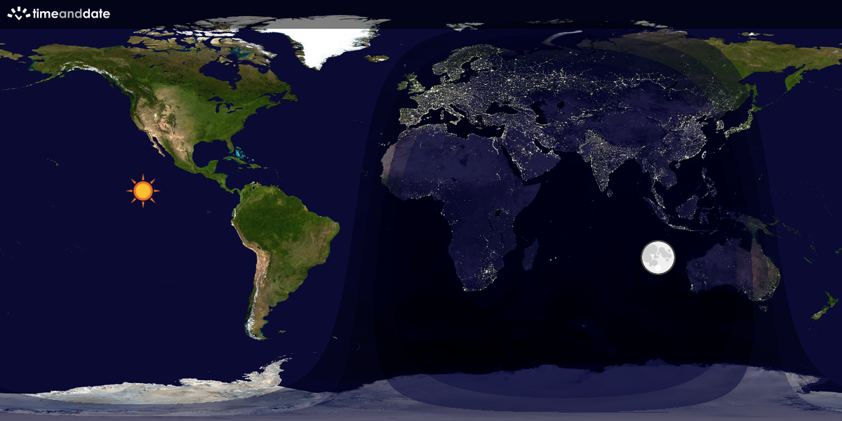 Verdenskart som viser dag og natt 