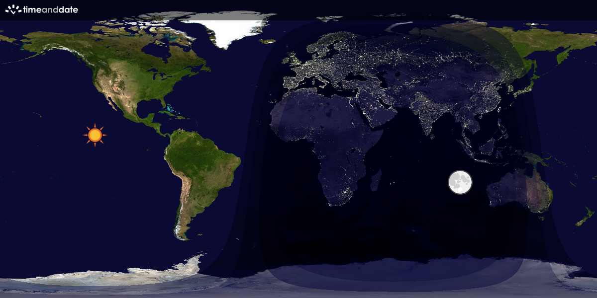 Verdenskart som viser dag og natt 