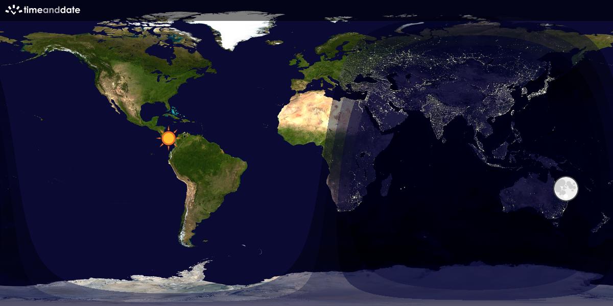 Verdenskart som viser dag og natt 