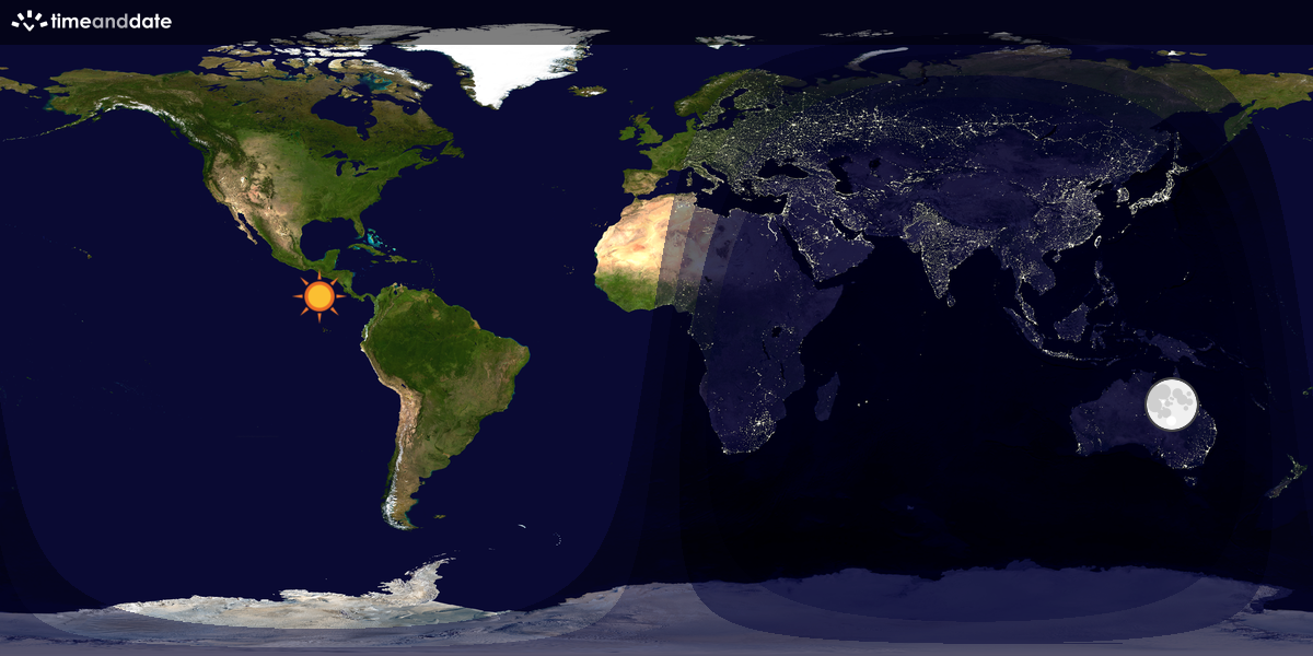 Verdenskart som viser dag og natt 