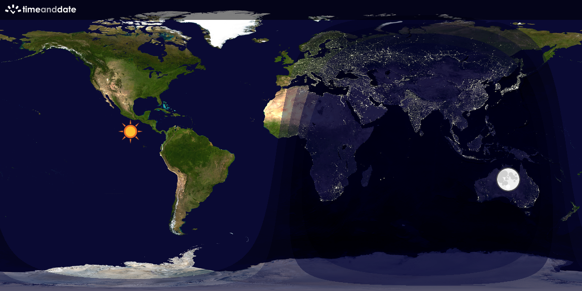 Verdenskart som viser dag og natt 