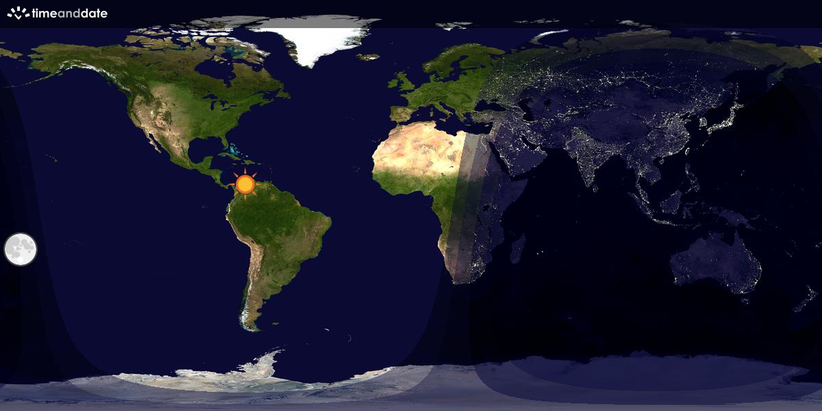 Verdenskart som viser dag og natt 