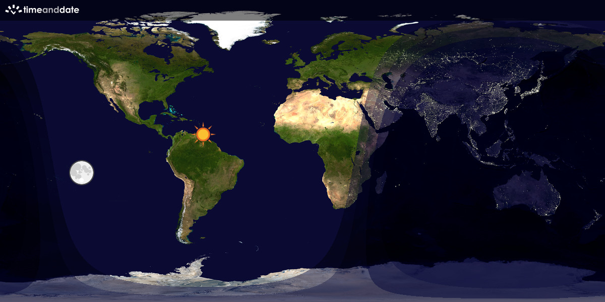 Verdenskart som viser dag og natt 