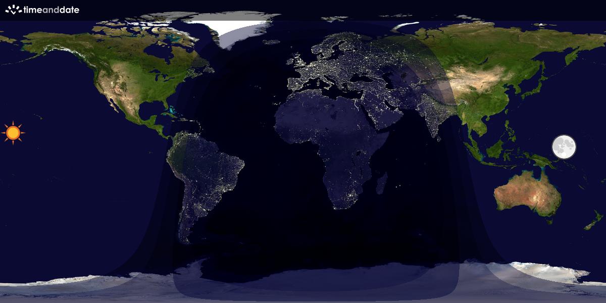 Verdenskart som viser dag og natt 