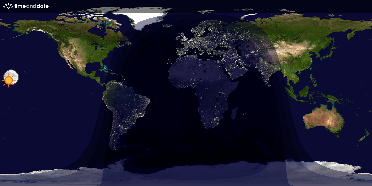 Verdenskart som viser dag og natt 