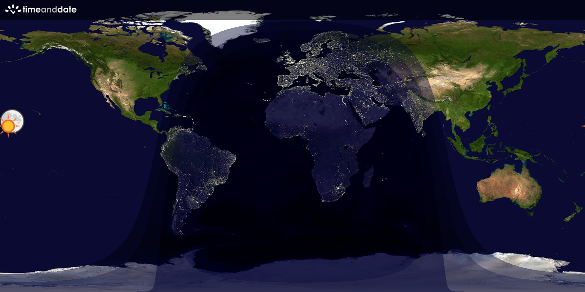 Verdenskart som viser dag og natt 