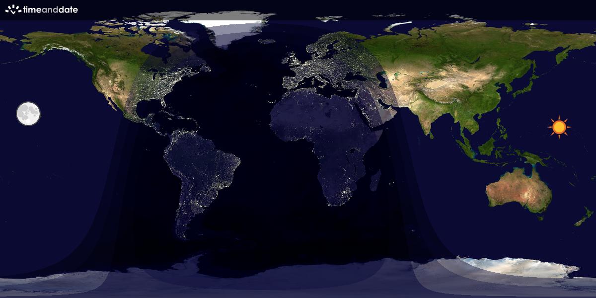 Verdenskart som viser dag og natt 