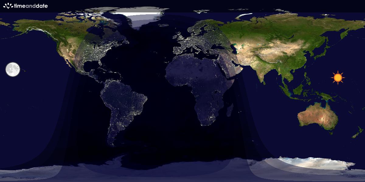 Verdenskart som viser dag og natt 