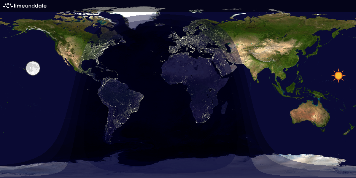Verdenskart som viser dag og natt 