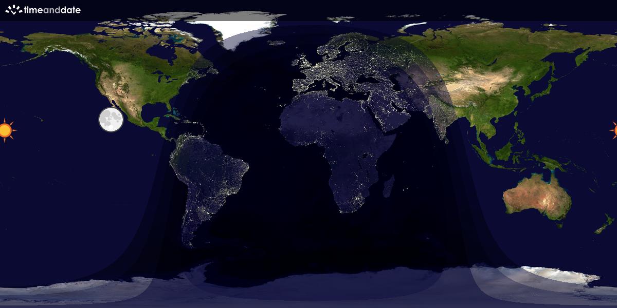 Verdenskart som viser dag og natt 