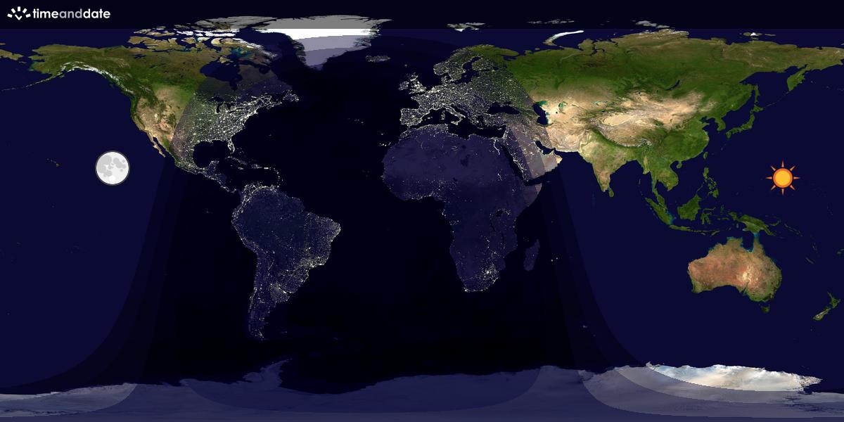 Verdenskart som viser dag og natt 