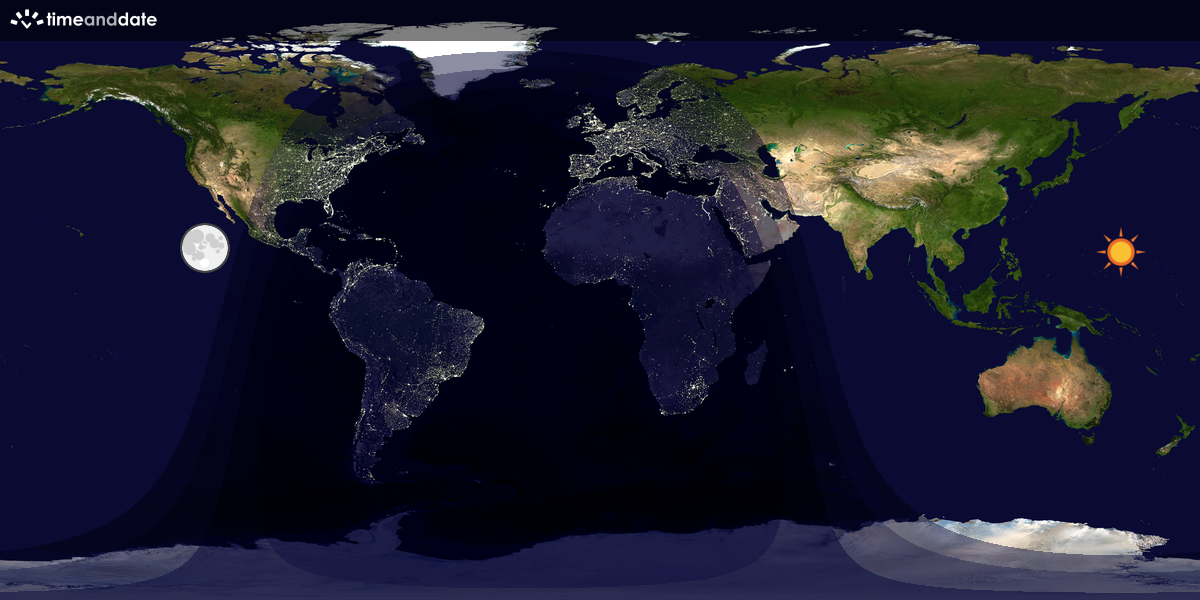 Verdenskart som viser dag og natt 