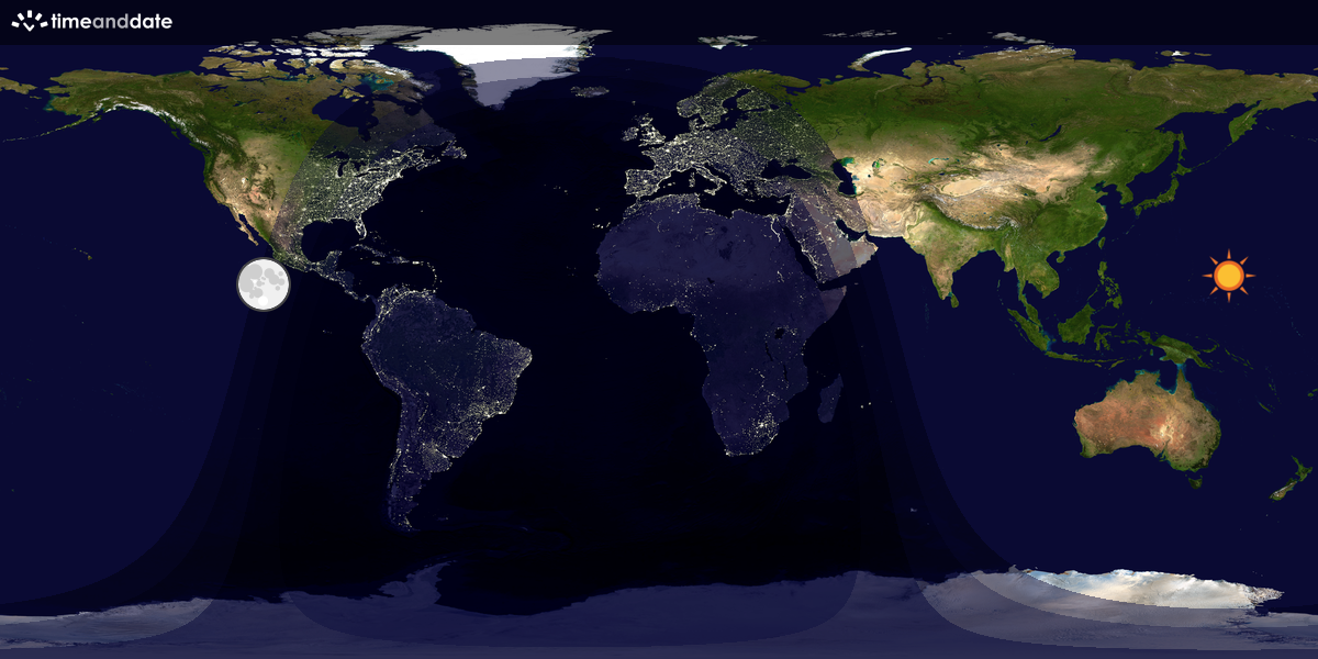 Verdenskart som viser dag og natt 