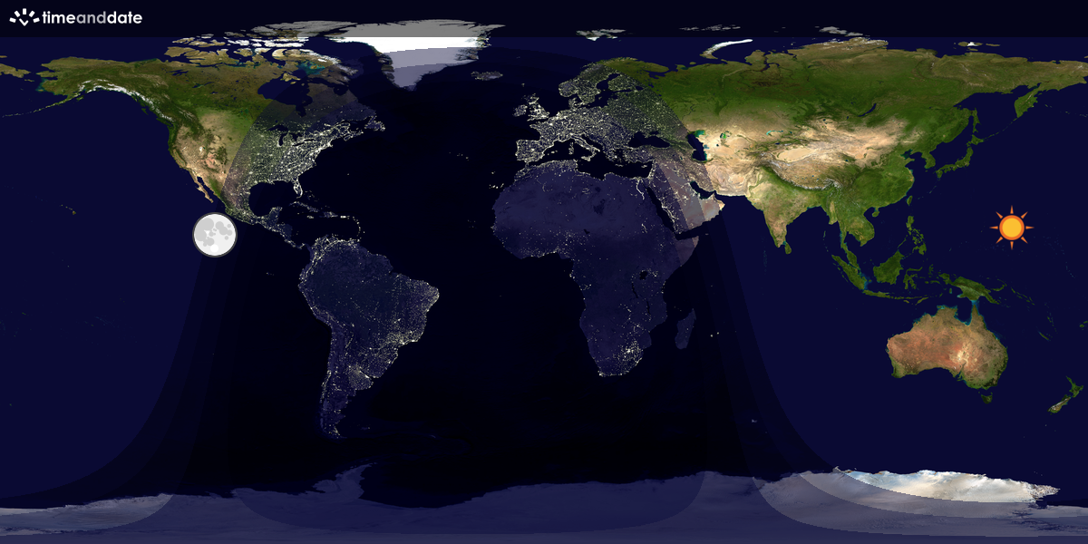 Verdenskart som viser dag og natt 