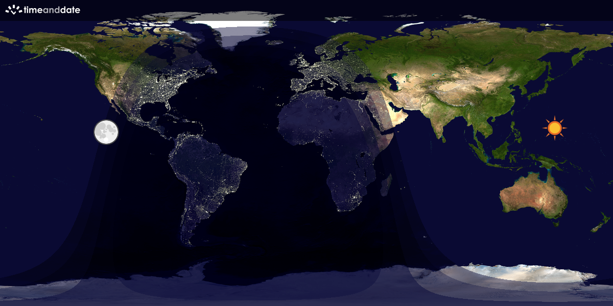 Verdenskart som viser dag og natt 