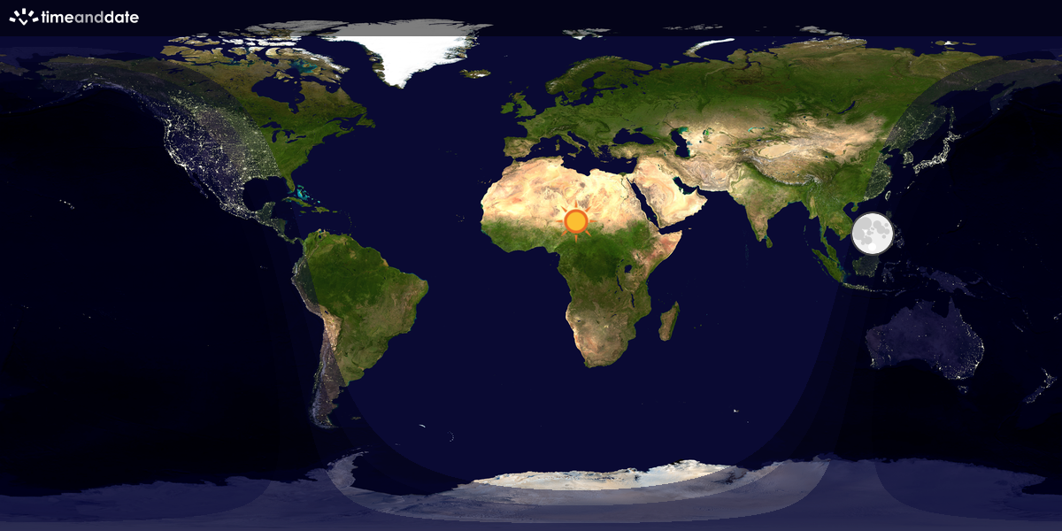 Verdenskart som viser dag og natt 