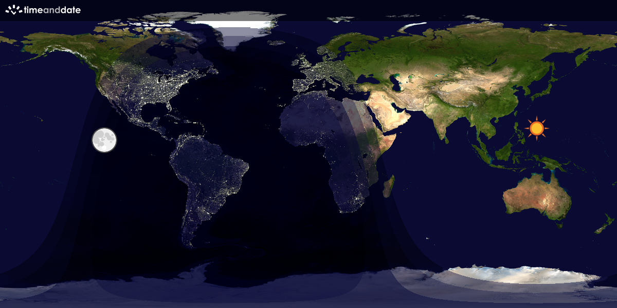 Verdenskart som viser dag og natt 