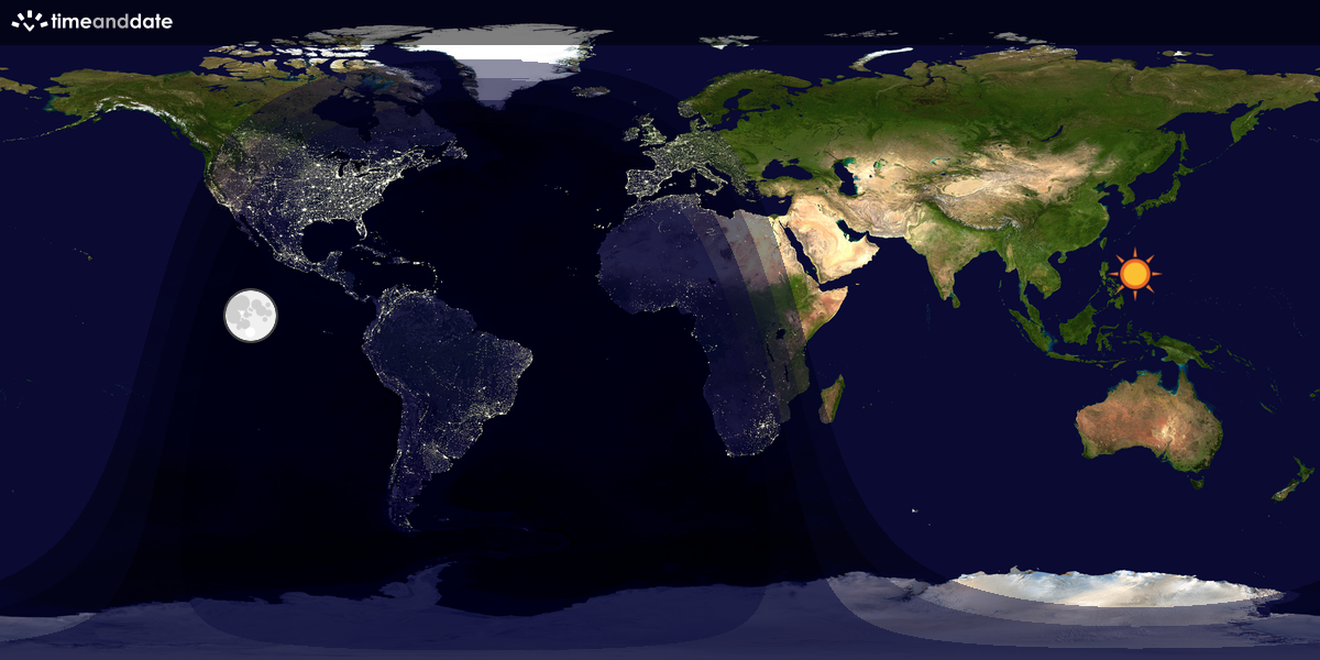 Verdenskart som viser dag og natt 
