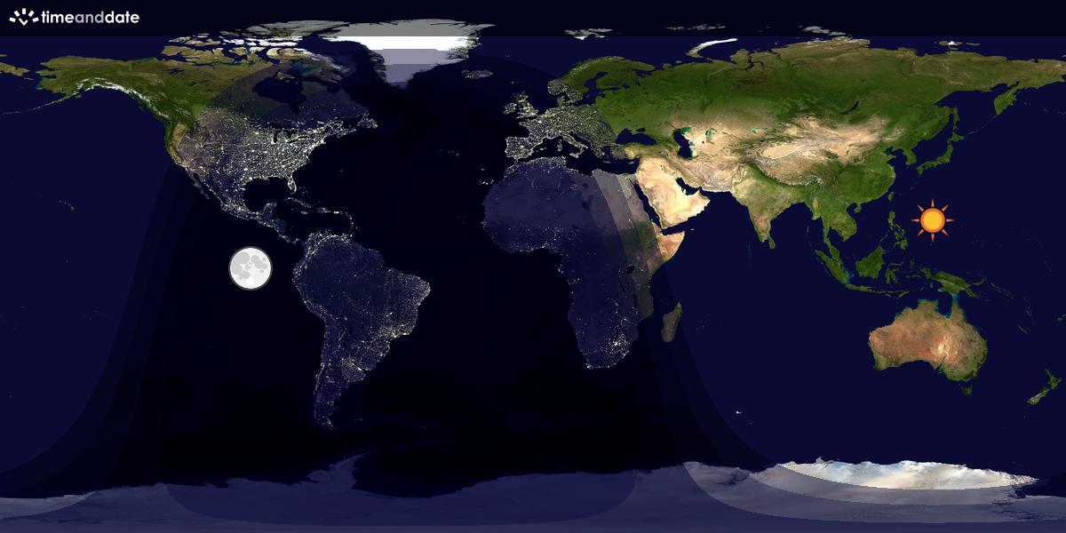 Verdenskart som viser dag og natt 