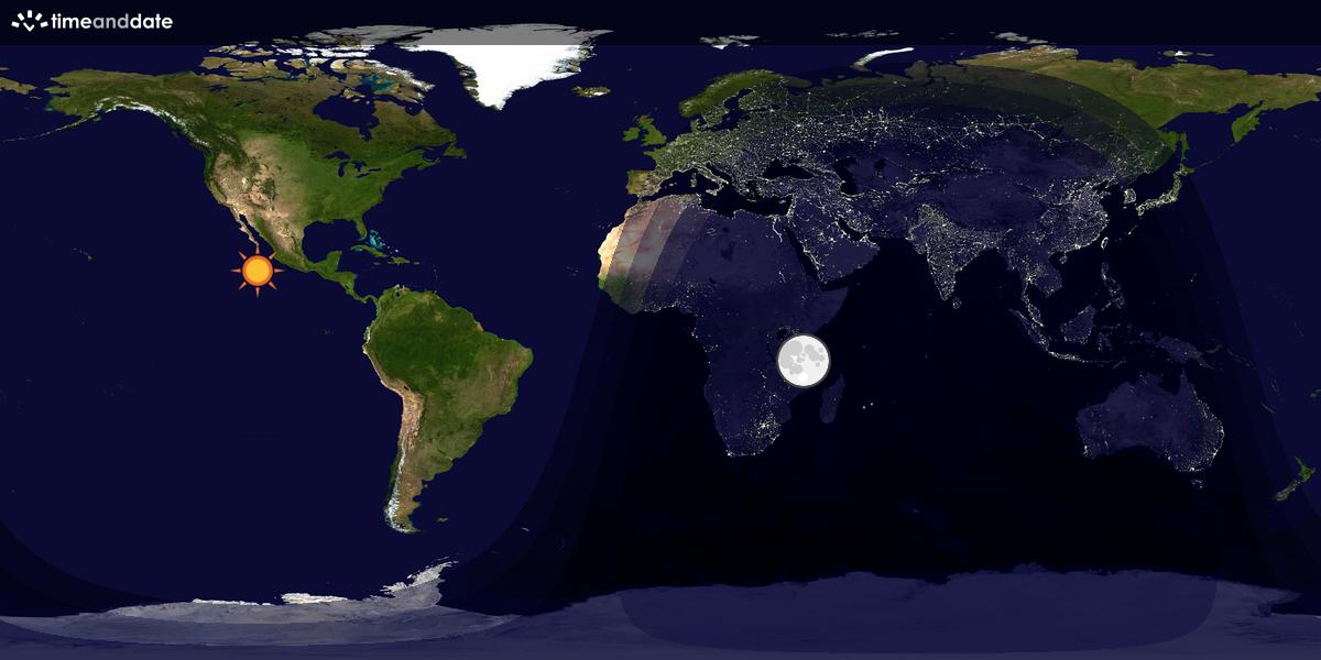 Verdenskart som viser dag og natt 