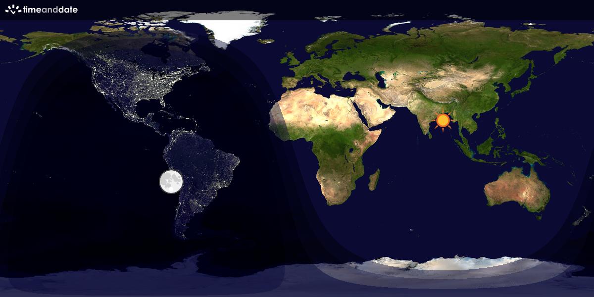 Verdenskart som viser dag og natt 