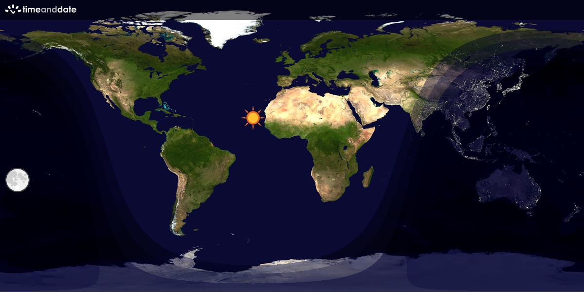 Verdenskart som viser dag og natt 