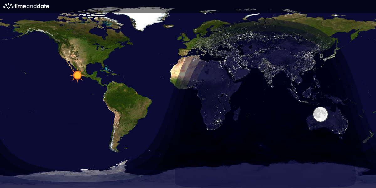 Verdenskart som viser dag og natt 