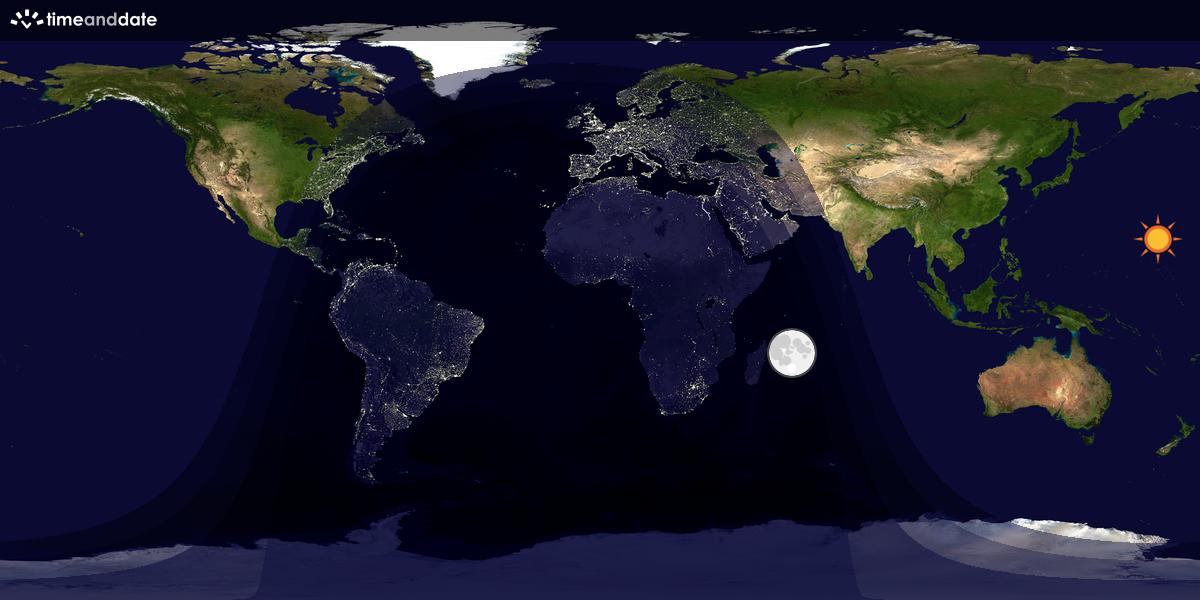 Verdenskart som viser dag og natt 