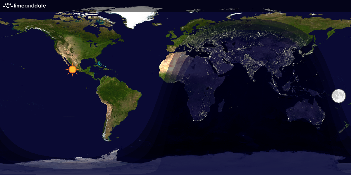 Verdenskart som viser dag og natt 